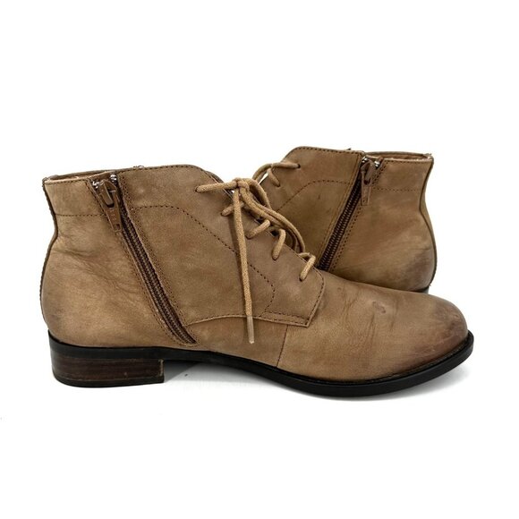 Vionic Tan Mira Leather Lace Up Bootie Distressed‎ Light Brown Nubuck Size 7.5 - Picture 4 of 10